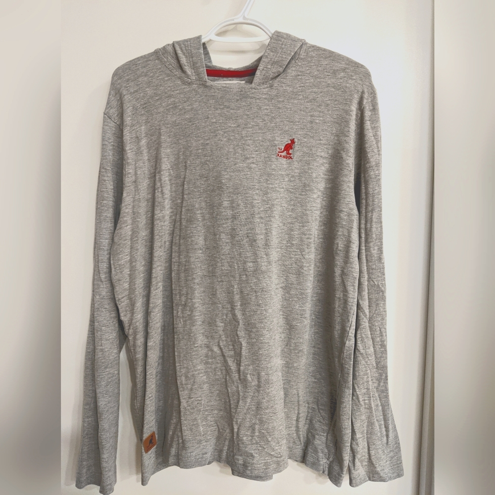 Men's hooded long sleeve shirt kangol size Large Red and Light grey